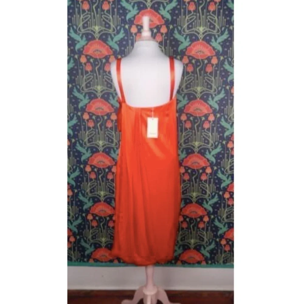 Temperley Orange Satin Darling Asymmetrical Draped Dress UK 8 US 4